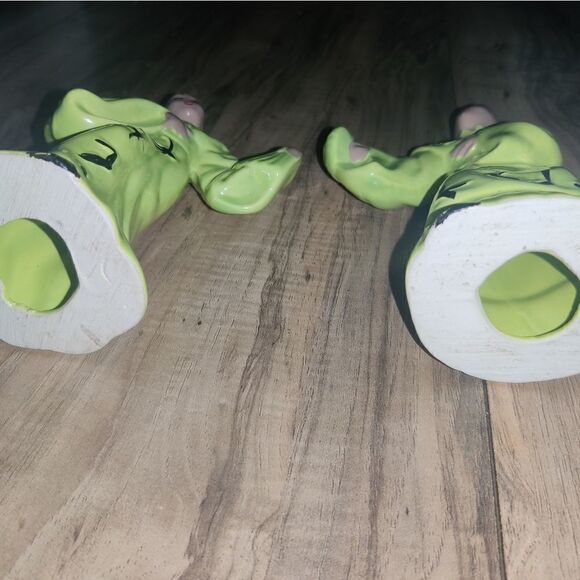 Vintage Asian Ceramic Couple Figurines Green - Picture 2 of 11